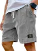2026 Nuevo Estilo Transfronterizo Etiqueta Negra Gruesa Verano Hombres Pana Vintage Casual Pantalones Cortos Transpirables Modernos de Longitud hasta la Rodilla