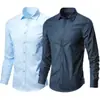 Camisa Blanca Hombre Manga Larga Moda Coreana Atractiva Color Sólido Camisa Profesional de Negocios Corte Ajustado Camisa Negra Hombre