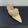 Pantuflas Peludas para Mujer, Zapatos Mocasín de Cuero sin Cordones, Nuevo Estilo Otoño e Invierno 2025, Piel de Conejo, Tacones Altos de Alta Gama y Impresionantes