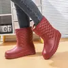 Botas de Algodón con Forro Polar para Invierno, Combinan con Todo, Suela de EVA Impermeable para Lluvia y Nieve, Botas de Nieve para Mujer, Zapatos de Algodón de Caña Media, Antifrío, Antideslizantes, Cálidos, Zapatos de Goma