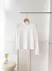 Camisa básica branca de gola alta meia-manga para mulheres, camiseta de manga comprida slim fit outono 2026, gola média, blusa interna branca que afina