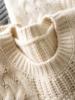 Suéter Feminino Cangling de Cashmere Espesso para Montanha, Cor Sólida, Gola Redonda, Peso Pesado, Solto, Casual, Tricô de Três Agulhas Seis Fios Espessos