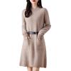 Vestido de lana para mujer, cuello redondo, color liso, largo medio, suéter con doble bolsillo, otoño e invierno, nueva camisa holgada de punto de cachemira