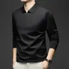 8012 Fornecimento Exclusivo Transfronteiriço da Fábrica de Origem [Design com Gola com Zíper] Camisa Polo Masculina de Manga Longa Cor Sólida Outono/Inverno
