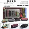 Tren de vapor de aleación transfronterizo modelo locomotora pull-back juego de 4 piezas de coche retro clásico juguetes para niños al por mayor