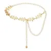Cadena de Cintura Floral Calada Estilo Étnico Europeo y Americano para Mujer, Cadena de Cintura Fina Vintage para Combinar con Vestidos, Cadena Calada Plateada, Cadena de Cintura Versátil