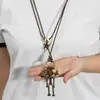 Cadena de suéter con cordón de cuero de robot de piernas largas estilo vintage transfronterizo japonés con cuentas de madera natural, estrella de mar y estrella de cinco puntas, accesorios artísticos mixtos