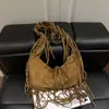 Bolso Dumpling con Borlas de Estilo Occidental, Bolso de Hombro/Axila de Gran Capacidad, Bolso Tote Retro de Gamuza, Bolso de Hombro Casual y Sencillo