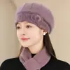 Estilo Novo de Inverno Chapéu para Mãe de Meia-Idade e Idosa Chapéu Boina Quente de Pelo de Coelho da Moda Chapéu de Lã Tricô Espesso com Forro de Veludo para Mulheres