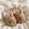 Zapatillas de Felpa de Algodón Suaves y Lindas de Dibujos Animados de Conejito para Mujer Invierno Engrosadas Cálidas Antideslizantes Suela Gruesa Dormitorio Hogar Zapatillas Peludas