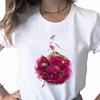 Camiseta Casual para Mujer con Estampado Floral Elegante Lindo de los 90 para Oficina