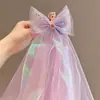 Pasador de Pelo para Niña Frozen Accesorios para el Cabello Niña Pequeña Elsa Princesa Pasador con Velito Lazo de Princesa Tocado de Gasa Flotante