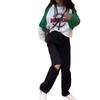 9771 Da Ai Mei Yi Yuan Primavera 2026 Nuevo Sudadera de Manga Larga con Bloques de Color y Estampado Conjunto de Pantalones Casuales Moda Adelgazante para Mujer