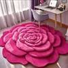 Alfombra de Sala de Estar Transfronteriza Alfombra Floral Estereoscópica 3D Terciopelo de Cristal Alfombrilla para Suelo de Mesa de Café Alfombra Redonda