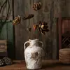 Vaso de Cerâmica Estilo Wabi-Sabi Retrô para Entrada de Casa, Gabinete de TV, Pote Manchado de Grés Antigo, Decoração para Arranjo de Flores de Pousada, Enfeites