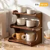 Estante de almacenamiento de tazas de madera maciza para uso doméstico, organizador y estante de exhibición de escritorio para tazas de agua, tazas de té, tazas de café