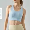 Roupa íntima esportiva de alta resistência combinando com cores de primavera e verão, peça única feminina com bojo no peito, fivela traseira sem costura, sutiã de ioga para corrida ao ar livre