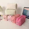 Bolsa de Higiene Pessoal Portátil de Aparência Sofisticada, Bolsa de Maquiagem de Mão, Armazenamento de Viagem, Bolsa de Maquiagem de PU Impermeável de Grande Capacidade, Textura de Bambu