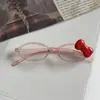 Subcultura Celebridad de Internet Espejo Lindo con Decoración de Lazo Gato Negro con Marco Estampado de Leopardo Gafas para Estilismo Sin Maquillaje Modernas