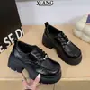 Mocasines de cuero genuino con plataforma de 7 cm para aumentar la altura para mujer, zapatos pequeños de cordones de cuero, zapatos Mary Jane retro de tacón grueso, zapatos de tacón bajo para mujer