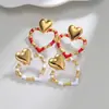 Moda Europeia e Americana Aço Inoxidável Ouro 18K Brincos de Coração Vazado Estilo Popular Ins Luxo Acessível Brincos de Alta Qualidade para Mulheres