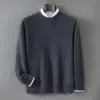 Suéter de cachemir 100% para hombre de otoño e invierno, jersey de cuello medio alto, color liso, estilo business casual, suéter básico de punto de manga larga
