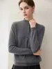 2026 Otoño/Invierno Nuevo Estilo Cuello Medio Alto Medio Abierto Tejido de Punto Manga Larga Color Sólido Holgado Suéter Superior Base para Mujer