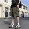 Pantalones Cortos de Trabajo Negros Funcionales para Hombre, Shorts Casuales Sueltos Finos de Verano, Pantalones Cortos de Longitud Media para Hombre Estilo Americano