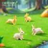 Adorno de Paisaje en Miniatura con Musgo Conejo Corriendo Conejo Sentado Decoración de Ensamblaje DIY Adorno de Planta Suculenta