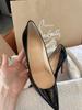Zapatos de Salón de Tacón Alto de Gama Alta Negros Suela Roja 9cm Talla Grande Punta Afilada para Mujer Primavera y Otoño Nuevo Nicho Tacones Altos