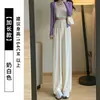Pantalones de verano finos de seda de hielo para mujer, pierna ancha, talla petite, nuevo modelo 2026, talla grande, cintura alta, fluidos, holgados, rectos, casuales