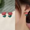 Pendientes de moda con forma de flor de tulipán dulce, estilo ins, que combinan con todo, lindos, frescos, pendientes pequeños y sencillos