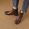 Botas Adelgazantes de Punto Patchwork con Tacón Medio de Cuero Suave, Temperamento, Cremallera Trasera, Tacón Grueso, Estilo Retro Martin, Nuevas para Otoño/Invierno 2026, Mujer