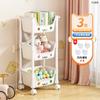 Rack de armazenamento de brinquedos para lanches infantis Estante móvel com prateleira de armazenamento com rodas Sala de estar multicamadas doméstica Cozinha Quarto Acabamento