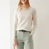 Suéter de Cachemir 100% de Alta Gama Sin Costuras Otoño/Invierno 2024 para Mujer, Suéter de Cuello Redondo, Ajuste Delgado, Capa Base