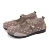 Zapatos de resorte hechos a medida para mujeres de mediana edad y mayores, con tejido transpirable de lunares, una suela suave y cómoda, y tacón plano, perfectos para uso casual.