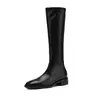 Botas de Montar de Piel de Vaca de Primera Capa Estilo Coreano Punta Redonda con Cremallera Lateral de Lujo Ligero 2026 Invierno Nuevas Versátiles Cómodas Botas Largas