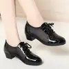 Zapatos de Baile Latino de Verano para Mujer con Grulla Blanca Almohada Piel Suave Zapatos de Baile Cuadrado Social Baile Marinero Tacón Medio Suela Suave Zapatos de Baile para Mujer