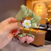 Scrunchie de Morango com Tulipa para Mulheres, Elástico de Cabelo High-End Estilo Mori, Novo Modelo 2025 com Fita e Flor