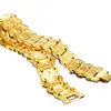 Moda Retro Moneda Europea Chapado en Oro Joyería Cobre Electrochapado Oro de 24K Versión Ancha para Hombre Flor de Coche Pulsera Chispeante Cadena de Reloj Venta al por Mayor