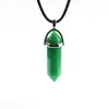 Colgante de Columna Hexagonal de Piedra Natural Colgante de Cristal Natural Hexagonal con Forma de Bala Hexaedro Negro Collar con Cordón de Cera