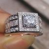 Zhen Rong deseja Conjunto de Joias Transfronteiriças Quentes com Anel de Diamante Masculino Europeu e Americano Moda Novo Ouro Branco 18K Aliança de Casamento