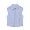 Venta al por mayor Verano 2026 Nuevo Estilo Europeo y Americano Ropa para Mujer Color Sólido Top con Mangas y Conjunto de Falda 1824 Top Blanco