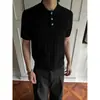 Camisa Polo Jacquard Retro Tricotada Elegante Branca Manga Curta Masculina Verão Estilo Americano Cleanfit Gola Polo Mangas Caídas Ombro Normal Camiseta
