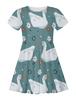 Vestido Casual Pastoral de Verão Europeu e Americano Pequeno Fresco Desenho Animado Ganso Branco Grande Impressão Digital 3D para Meninas com Gola Redonda