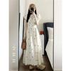 Vestido Retro de Estilo Suave con Estampado de Lazo para Estudiantes Mujeres, Ceñido a la Cintura, Adelgazante, Cuello Cuadrado, Falda de Línea A por Encima de la Rodilla