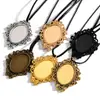 Accesorios para Joyería DIY 35*25mm Diámetro Interior Gema del Tiempo Aleación Base Ovalada Colgante para Collar C83