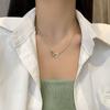Pingente de prata esterlina s925 com fivela dupla e um coração, colar com corrente de clavícula feminina, joia de prata simples