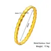 Nova Pulseira Aberta de Aço Inoxidável com Pontos de Feijão Dourados, Eletrodepositada com Ouro 18K Real, Pulseira de Bambu de Aço Titânio Não Desbota Joias
