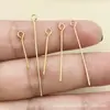 Fuerte Retención de Color Oro Real 18K Cabeza Redonda Aguja de Bola DIY Hecho a Mano Casero Pendientes Pendientes Piezas de Joyería Accesorios Materiales